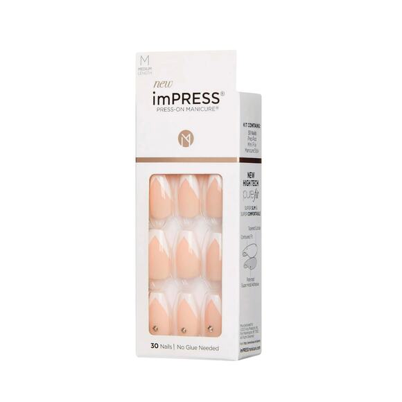 New in packaging Kiss imPRESS Medium Press-On Manicure Nails, So French - Picture 6 of 7